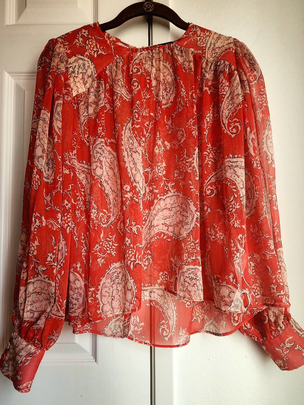 Zara Women's Red Paisley Long-Sleeve Blouse